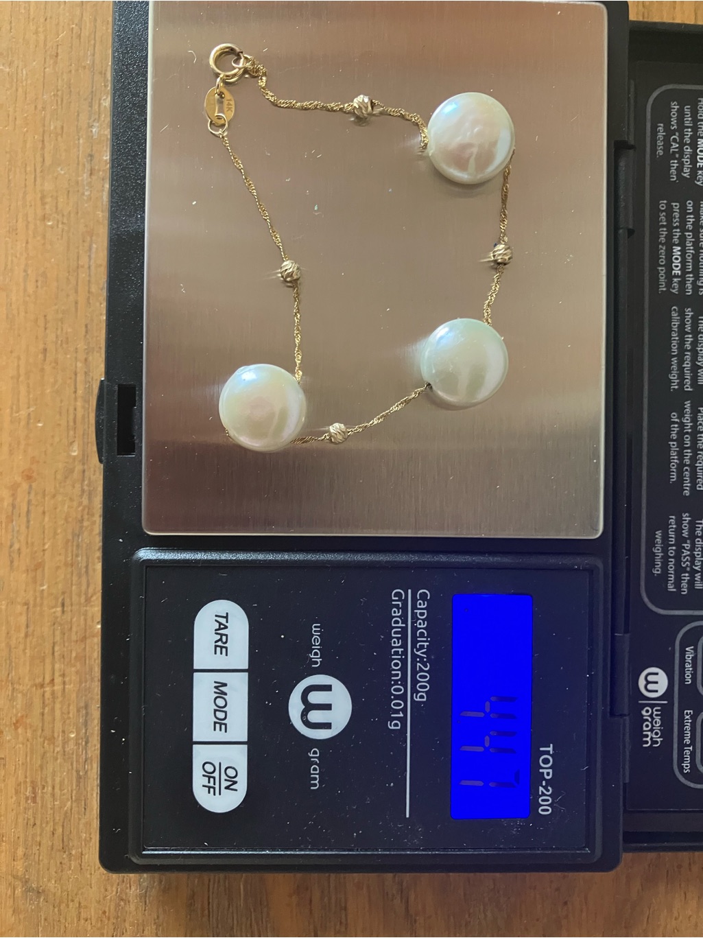 Effy 14k Gold Bracelet With 10mm Coin Culture Fresh Water Pearls Nwot 7”